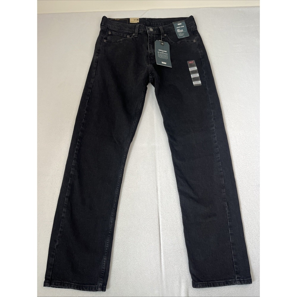 Levis 505 Jeans Mens 32x32 Black Wash Ease Regular Fit Straight Leg New